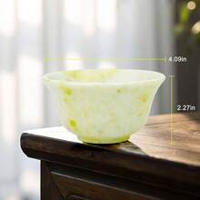 Handcrafted Jade Stone Bowl, 4 Inch Ceremonial Decorative Bowl Meditation, Jewelry, Zen Decor, Home Altar, - Yellow - View 3