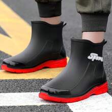 男士时尚防滑雨靴 - 新款防水橡胶靴（中筒和踝筒）| 适合送货员、建筑工人、户外钓鱼和园艺 | 防泥、易清洁的工作靴，适用于农场、养殖场、水上活动和雨天