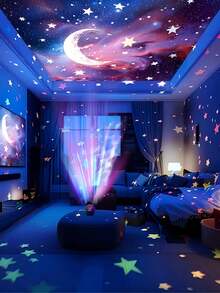 1pc 7-Color Starry Sky Projection Lamp, USB Powered, Suitable For Home, Living Room, Holiday Atmosphere, Party, Bedroom, Room Decor, Outdoor Christmas Lighting, Christmas, Christmas Decorations, Light, LED Lamp, Room Decor, Bedroom, Christmas Decorations, Night Light - Colorful Starry Sky Projection Light - View 3