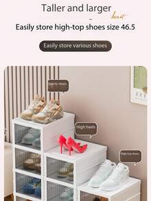 1 件可折叠鞋架，防尘宿舍鞋子收纳可折叠鞋盒，篮球鞋盒，塑料鞋盒，透明入口鞋架，家用鞋柜，鞋子收纳套装 - 彩色 - 查看 9