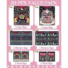 Qiqee 10PCS Christmas White Bags With Pink Polar Bear Design