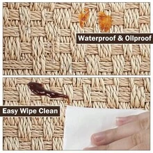 Water-Resistant Round Tablecloth With Elastic Edge For 40-44" Tables - Daily-beige Weave - View 10