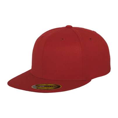 Yupoong Flexfit Unisex Premium 210 Fitted Flat Peak Cap (Red) - 83% Acrylic/15% Wool/2% Spandex - (RW4163)