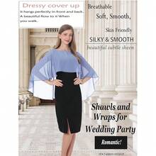 Baoqiya Women's Capelet Shawls And Wraps For Evening Dresses Soft Bridesmaid Shawl Chiffon Cape Wedding Cover Up{"Color_name":"BlueGrey"} - 藍灰色 - 查看 6