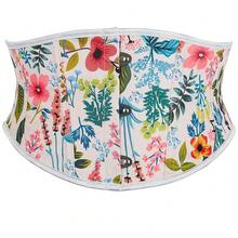 SHYMMUO Women Floral Underbust Corset Belt Lacing Up Waist Trainer Corset Top For Renaissance Steampunk Pirate Costume{"Size_name":"XX-Large","Color_name":"White"} - 白色XXLarge - 查看 1