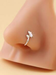 1 peça de clipe de nariz em formato de coração, novo clipe de piercing de nariz falso com zircônia cúbica em formato de U, minimalista e elegante para mulheres