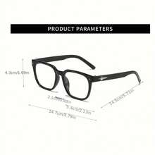 1pc Square Glasses, Non-Prescription Glasses, Fashionable Square Glasses, Simple Design, Decorative Glasses, Suitable For Daily And Business Wear, Eyewear, Black Glasses, YK2 Style Rectangular Glasses - Màu đen sáng - Xem 4