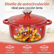 Olla de Hierro Fundido 4.0L tipo Dutch Oven para Horno y Estufa, Horno Holands Esmaltado con Tapa, Cacerola Antiadherente de Coccin Uniforme para Hornear y Asar, Tamao 24, Rojo - 24 cm - Ver 4