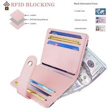 Slim Bifold Wallet RFID Credit Card Wallet Small Cute Card Holder For Women, Pink Flowers{"Color_name":"PinkFlowers"} - 多色16 - 查看 4