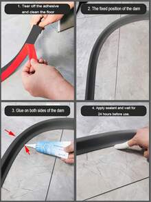 Universal Bathroom Waterproof Threshold Strip, Suitable For Bathroom/Shower Room, Specialized For Door Threshold Waterproofing | High Sealing Design, Prevent Shower Water Leakage, Keep Floor Dry | Durable Waterproof Material, Anti-Aging, Anti-Corrosion, No Deformation In Humid Environment | Easy Installation - Multicolor - View 5