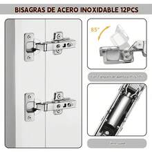 JEMUON Bisagras para Gabinete de Cierre Suave de Cocina, 12 Piezas Bisagras para Puertas de Cocina, Bisagras de Puerta Lenta Hidráulicas Silenciosas, Bisagras de Cierre Lento para Armarios, Roperos - Albaricoque - Ver 6