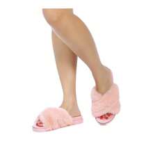 HOMEY FUR SLIP-ON FLATS - Pink - View 10