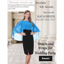 Baoqiya Women's Capelet Shawls And Wraps For Evening Dresses Soft Bridesmaid Shawl Chiffon Cape Wedding Cover Up{"Color_name":"Blue"} - 藍色的 - 查看 5