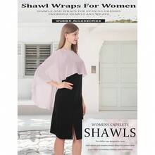 Baoqiya Women's Capelet Shawls And Wraps For Evening Dresses Soft Bridesmaid Shawl Chiffon Cape Wedding Cover Up{"Color_name":"Gray1"} - 灰色1 - 查看 4