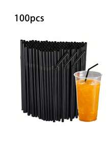 100pcs Black Bendable Straws, Coffee And Stirrers, Drink Accessories, Flexible Bendable Straws For Milkshakes,Bubble Tea, Ice Coffee, For Drinking Suitable For Bars, Clubs, Durable Black Straws, Black Bendable Straws, Coffee And Stirrers, Drink Accessories, Diameter 0.24inch/0.6cm, Suitable For Kitchen, Bar, Club, Drinks, Milk, Soda Water, Party, Restaurants And Home Use,Restaurants And Home Use Back To School