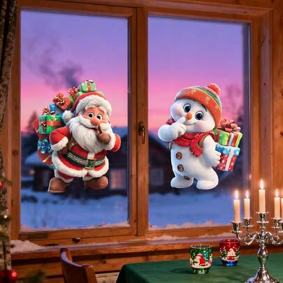 1/2pcs Christmas Snowman And Santa Claus Window Decoration Electrostatic Glass Stickers,Removable Waterproof PVC Reusable Window Stickers, Merry Christmas Home Decoration Room Window Decoration, Static Stickers Ideal Christmas Gifts For Family And Friends.Christmas Decoration XMAS Decor Christmas Tree Gift Decor Thanksgiving Wedding Home Decor Home Decor Fall Decor Autumn Decor Birthday Decorations For Gifts Party Supplies Indoor Holiday Festival Decor Halloween Decor Wall Decor Halloween Ornaments