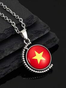 1 Pc Of National Flag Pendant Necklace For Men And Women Couple Lovers , Daily And Street Style National Day Celebration Wearing, Feast Festival Birthday Gift For Brothers Classmates Boyfriend Girlfriend, Retro Unique Traditional Celebrity Style Jewelry - National Flag - View 53