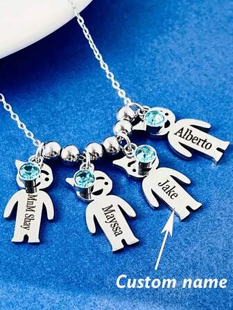 1 pieza Collar personalizado de acero inoxidable, personalizado con nombre, adecuado para familia, amigos, madres, regalos para el hogar, uso diario, todas las estaciones, viene con llavero, ideal para el Día de la Madre, Navidad