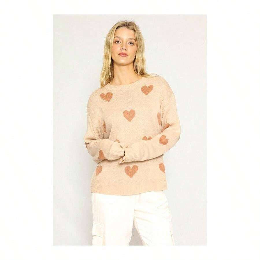 Heart Sweater - PEACH SAND - View 1