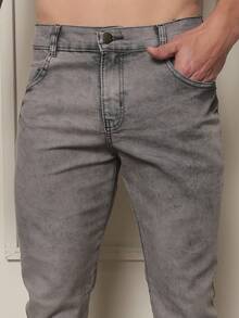 Men's Premium Jeans With Lycra Elastane Stretch Slim Fit Skinny - Màu Xám nhạt - Xem 3