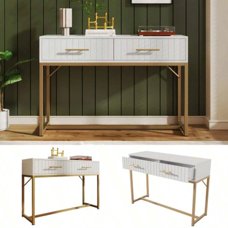 Comò con 2 cassetti alto 75 cm, cassettiera per camera da letto, credenza bianca, cassettiera, cassettiera per camera da letto, bianca - H75/L100/P45 cm