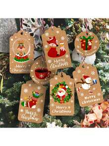 1 Set = 100 Stücke Weihnachts-Geschenkanhänger aus Kraftpapier, Weihnachtsbaumschmuck, DIY Weihnachtsgeschenke, Karten mit Schnüren für Weihnachtsbaum Nachrichtenetiketten