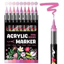 FS9/12 Colors Acrylic Marker Pens, Opaque Soft Tip, Blendable, For Art, Painting, Graffiti, Suitable For Christmas, Halloween