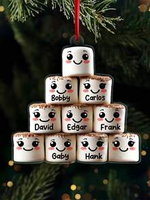 1 pièce Ornement de Noël personnalisé en forme de guimauve pour la famille Ornement de Noël souvenir personnalisé avec nom Mignon couple de guimauves Ornement pour enfants, parents, grands-parents Décoration unique Cadeau de Noël 2025 pour la famille, les amis, les couples et les bien-aimés Décorations de Noël Décoration de chambre Décoration d'automne Décorations de Noël Maison Décoration d'automne Maison Décoration de Noël