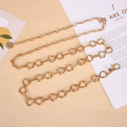 سلسلة معدنية أنيقة للخصر، حزام خصر بوهيمي من سبيكة الزنك ذو نمط هندسي متعدد الاستخدامات، مناسب لزينة الفستان، شائع في جميع المواسم