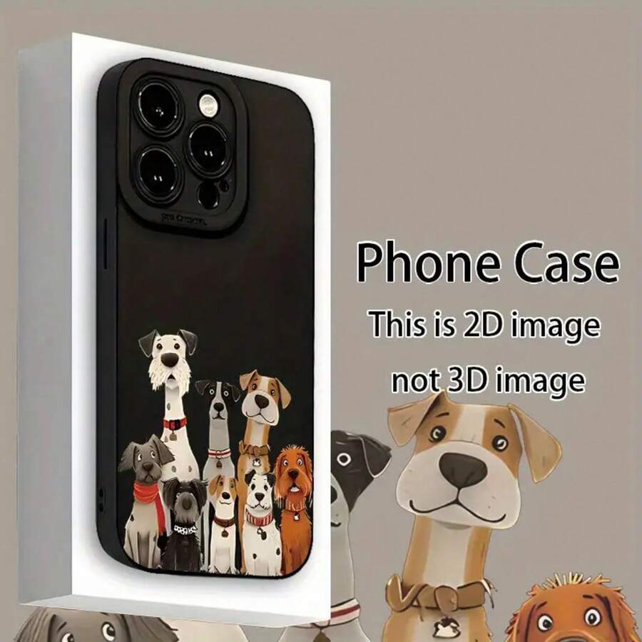 Funda de teléfono suave con estampado UV de patrón de familia de cachorros, ojos de ángel, protección completa de 360 grados para iPhone 16 11 12 13 14 15 Pro Max XR X/ XS 7 8 Plus SE Mini para smartphone - Mezcla de colores - Ver 1