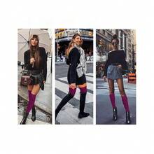 V28 Long Leg Warmer, Women's Men 80s Party Ribbed Knit Dance Sports{"Color_name":"Hole71-DarkMagenta"} - Multicolor22 - View 5