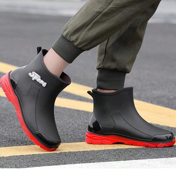German Style Men's Fashion Anti-Slip Mid-Calf Rain Boots, New Delivery Rider Waterproof Outdoor Fishing Shoes
