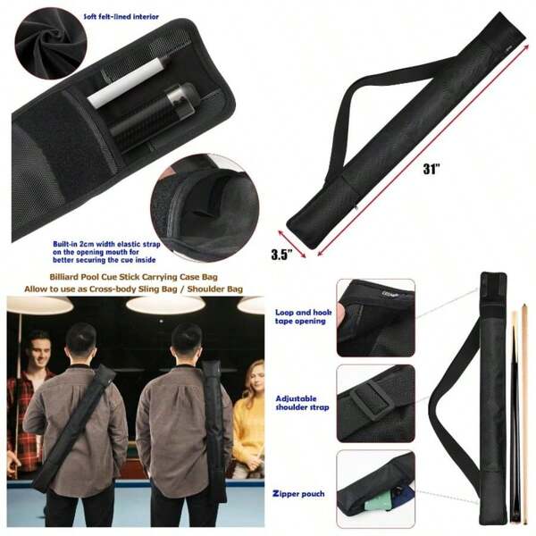 Billiard Pool Cue Stick Carrying Case Bag Snooker Cue Stick Storage Pouch Holder 12 Billiard Cue Stick Holds 1 Butt 1 Shaft