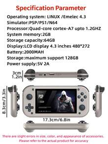 1pc Handheld Game Console With 4.3-Inch Screen 4k High-Definition Nostalgic Arcade Built In 25 Simulators 30000 Games For Husband Or Brother Holiday Birthday Gift