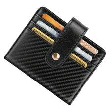 Minimalist Bifold Wallet RFID Credit Card Wallet Card Holder For Women Or Men, Black Carbon Fiber{"Color_name":"CarbonFiber"} - 多色6 - 查看 8