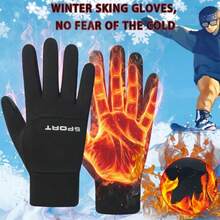 1 Pair Winter Warm Touchscreen Full Finger Gloves, Men Sports Insulated Gloves, Windproof, Waterproof, Anti-Slip Touchscreen Gloves, Suitable For Cycling, Driving, Hiking, Skiing, Outdoor Sports Warmth And Protection - Multicolor - View 7