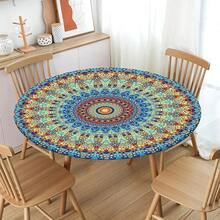 Water-Resistant Round Tablecloth With Elastic Edge For 40-44" Tables - Daily-mandala - View 5