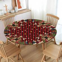 Water-Resistant Round Tablecloth With Elastic Edge For 40-44" Tables - Gift-nativity - View 6