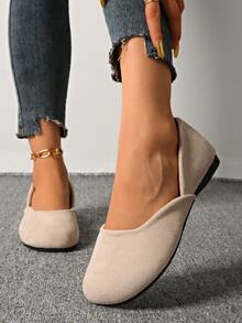 Women's Round Toe Flat Soft Bottom Patchwork Flats, Versatile Solid Color Elegant Chic Fashion Vacation Unisex Sporty Avant-Garde Preppy Party Commute Retro Punk Casual Cute Basic Bohemian Wedding Fairy Chinese Retro Style Gothic Y2K Party New Chinese Retro Style Lolita Western Wedding Business Chinese Wedding Luxurious Beach Nightclub Western Outdoor Workwear Street Cute Sexy Patchwork Hollow Flats, Suitable For Beach, Wedding, Party, Office, Home, Gym, Outdoor, Spring, Summer, Autumn, Winter