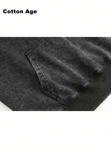 Vintage Washed Hoodie - Witch Hat & Witches Be Crazy Print - Streetwear Men's Clothing - Halloween/Christmas/New Year Gift / Affordable Gift - 黑色 - 查看 3