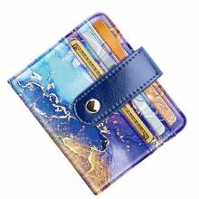 Slim Bifold Wallet RFID Credit Card Wallet Small Cute Card Holder For Women, Blue Painting{"Color_name":"BluePainting"} - Multicolor12 - 查看 3