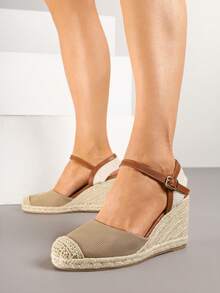 Sandales espadrilles Vices avec talon compensé tressé - Kaki - Voir 2