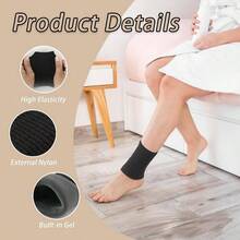 2 Pcs Ankle Gel Sleeve Padded Skate Guards Elastic Ankle Wrist Protector Brace Ankle Compression Sleeve Foot Support Socks Figure Skating Hockey Running Riding - Black - View 4