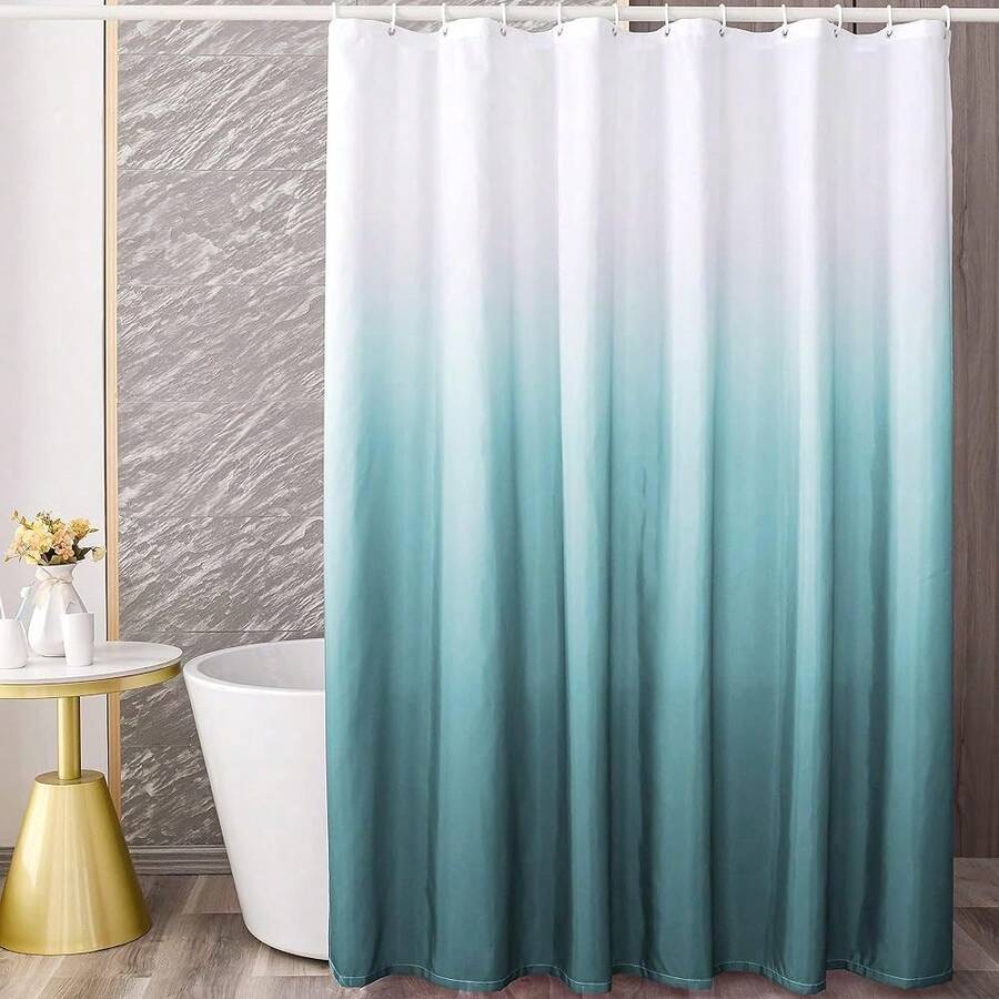 Ombre Teal Blue Shower Curtain Sets For Bathroom Accessories Fabric Polyester Waterproof Modern Shower Curtain Liner With 12 Hooks W72xL78{"Color_name":"TealGreen","Size_name":"72\"Wx78\"L(Packof1)"} - 多色7 - 查看 1