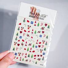 Miếng dán móng nghệ thuật Giáng sinh 2025 5D 1 miếng dán móng tay hình ông già Noel nổi hình cây thông Noel với pha lê 1 miếng dán móng tay hình gấu dễ thương hình kẹo que bông tuyết hình Giáng sinh dùng để trang trí móng tay ngày lễ - Nhiều màu - Xem 11