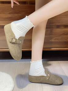 2025 Nuevas zapatillas de suela gruesa para otoño para mujeres, mulas de punta cerrada versátiles y de moda, sandalias deslizantes casuales para el hogar y la playa - Caqui - Ver 2