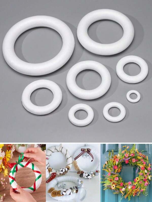2 anéis de espuma para guirlanda, anéis circulares de poliestireno feitos à mão em formato de rosquinha para festa de aniversário, decoração de casamento, Halloween, Natal, Dia dos Namorados, fabricação de guirlandas de flores artificiais