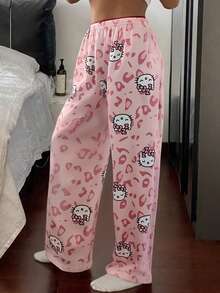 Sanrio 1件三丽鸥Hello Kitty睡裤，女士秋冬睡衣，可爱睡裤，Y2K风格 - 粉色 - 查看 5