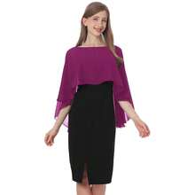 Baoqiya Women's Capelet Shawls And Wraps For Evening Dresses Soft Bridesmaid Shawl Chiffon Cape Wedding Cover Up{"Color_name":"Purple"} - 紫色 - 查看 3