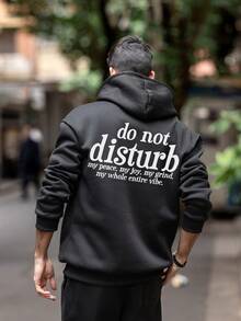 Krometka Áo Hoodie nam mùa Thu/Đông phong cách đường phố in khẩu hiệu tiếng Anh, chất liệu nỉ. - màu đen - Xem 2